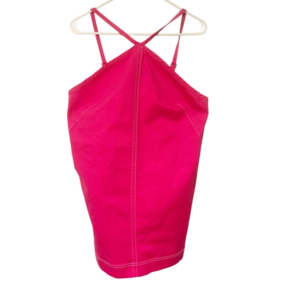 Anthropologie Pilcro Size Large Pink The Judie Halter Denim Swing Mini Dress - Picture 2 of 6